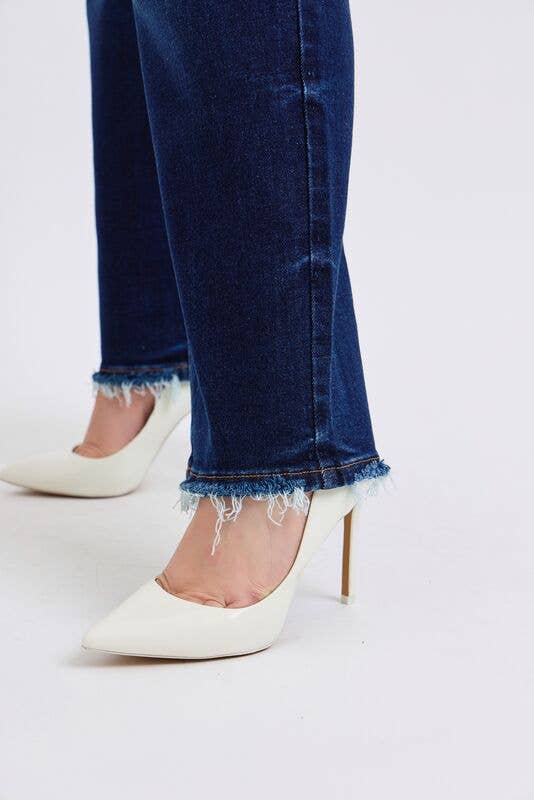 Mid Rise Straight Leg with Fray Hem