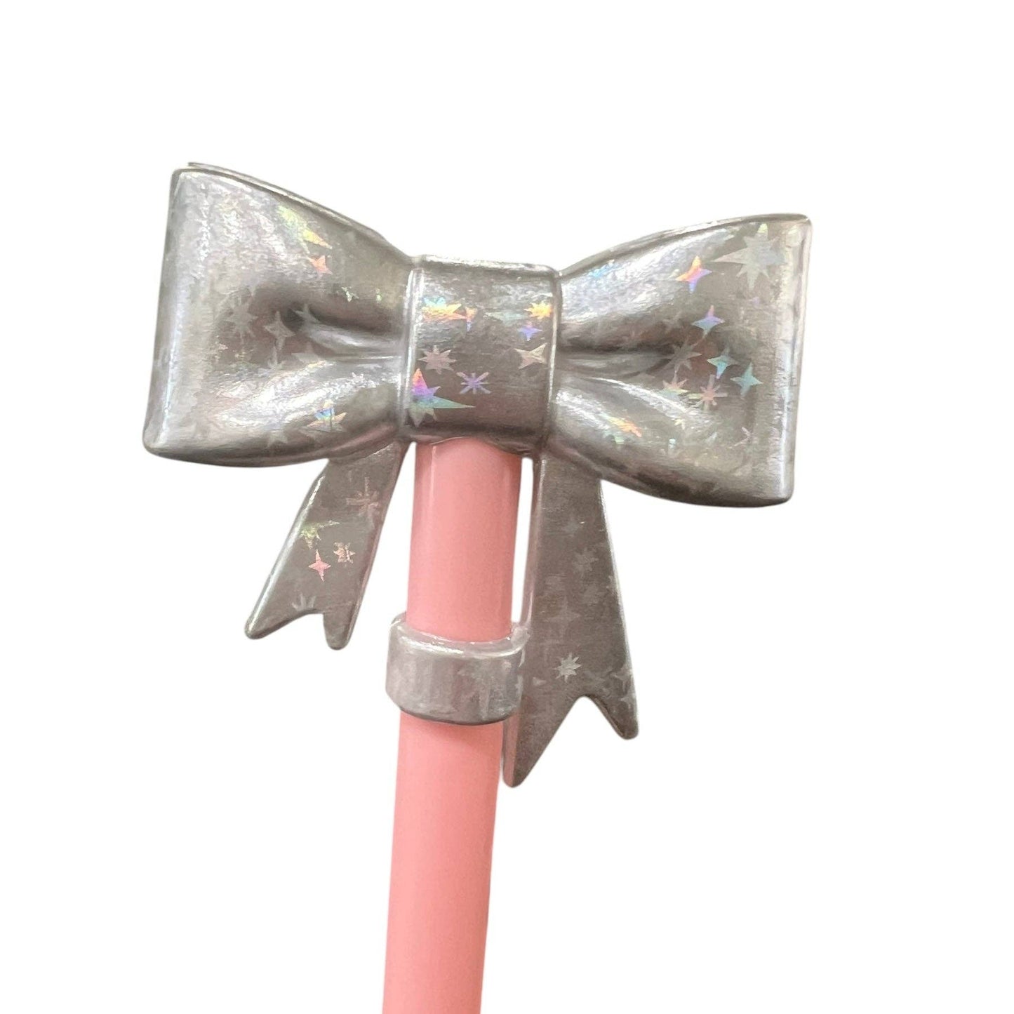 Iridescent Sparkles Large Bow - Silicone Straw Topper 10mm