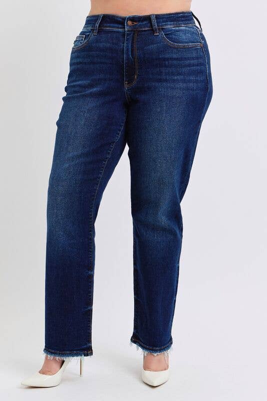 Mid Rise Straight Leg with Fray Hem