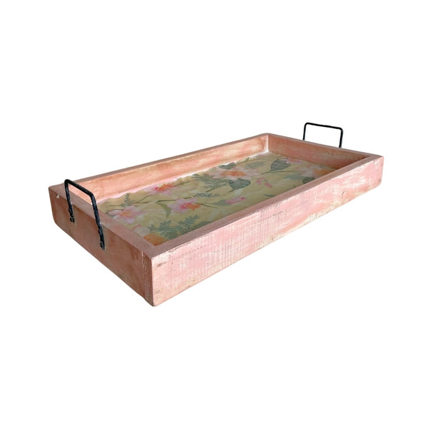 Pink Rustic Wood Tray