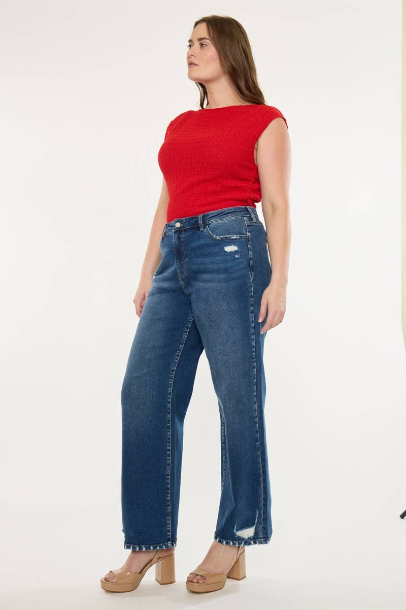 PLUS HIGH RISE WIDE LEG JEANS