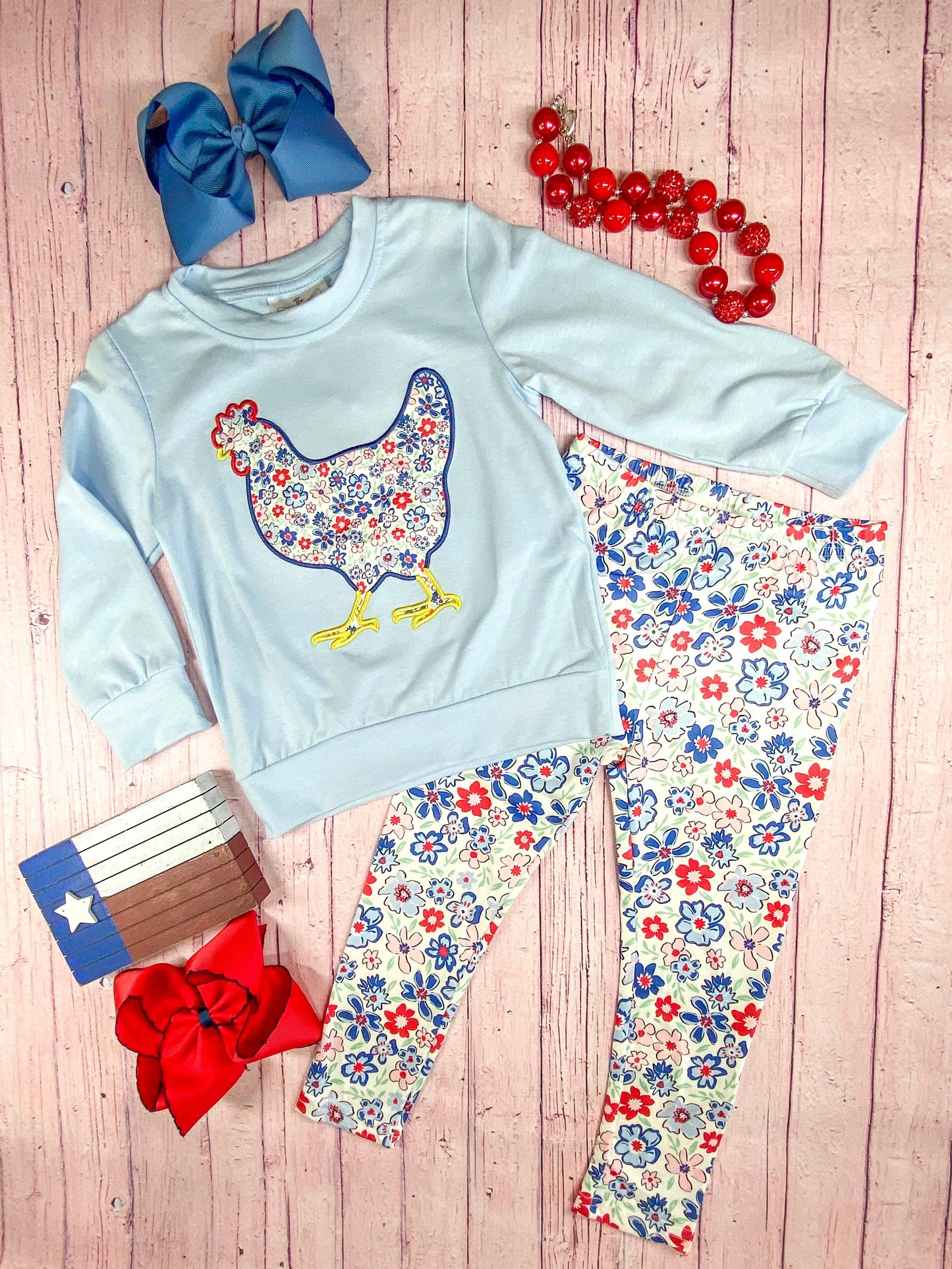 Chicken Applique & Floral Leggings Set: Fall 2025