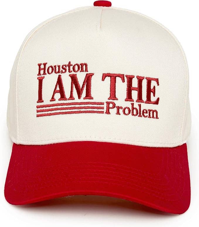 Two Tone Cap - Houston I am The Problem - Beige/Red