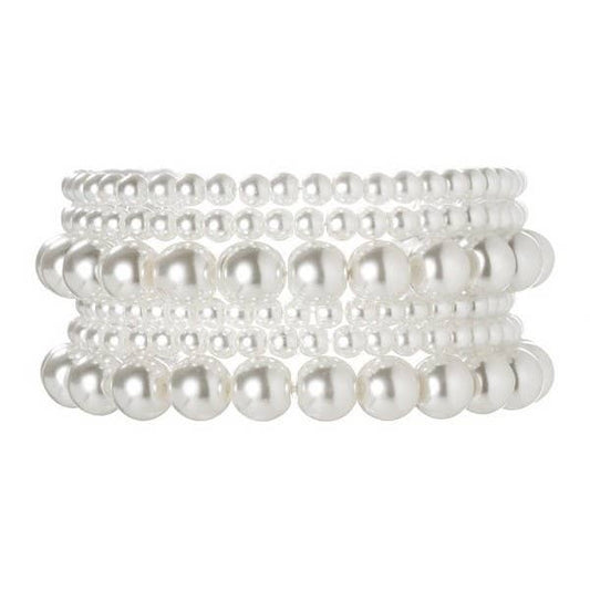 CLASSIC MULTI PEARL BALL BEAD STRETCHABLE BRACELET