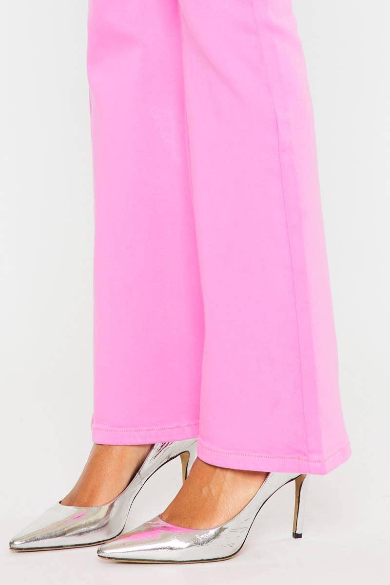 Stretch bootcut pink denim