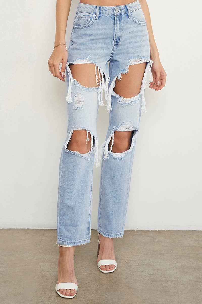 High Waist Ripped Baggy Jeans