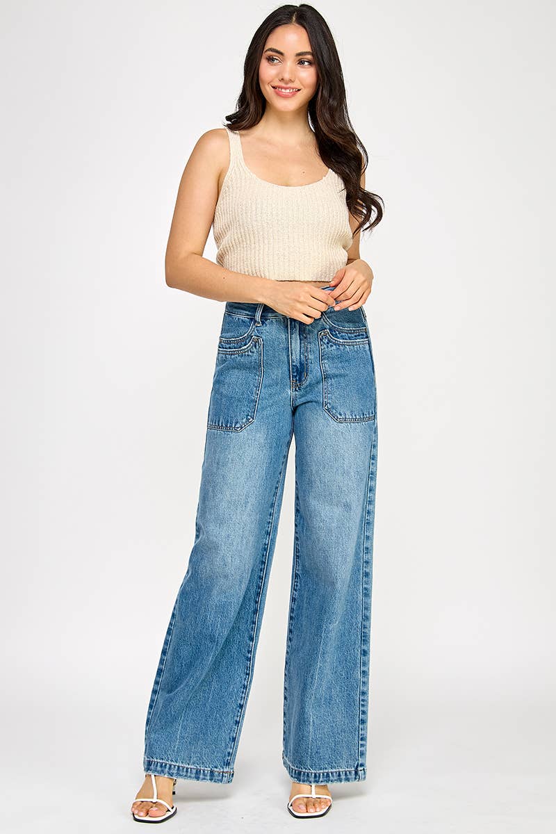 HIGH RISE DOUBLE POCKET WIDE LEG