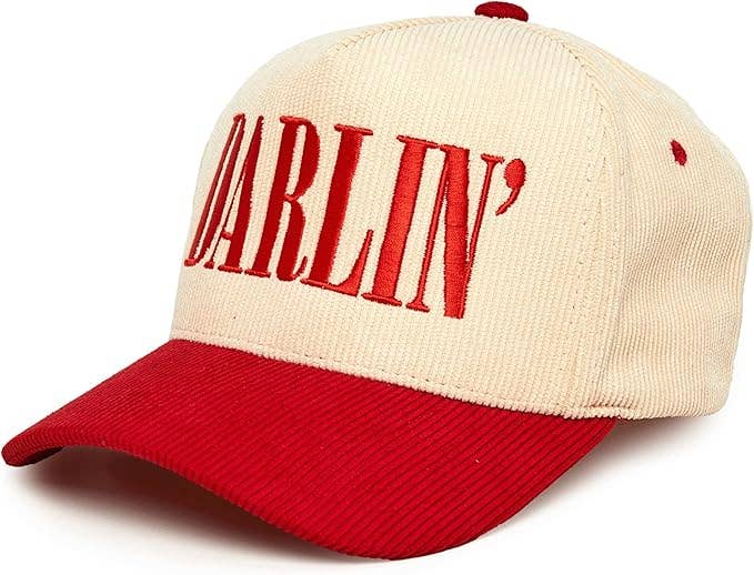 Two Tone Corduroy Hat - Darlin' - Red/Beige