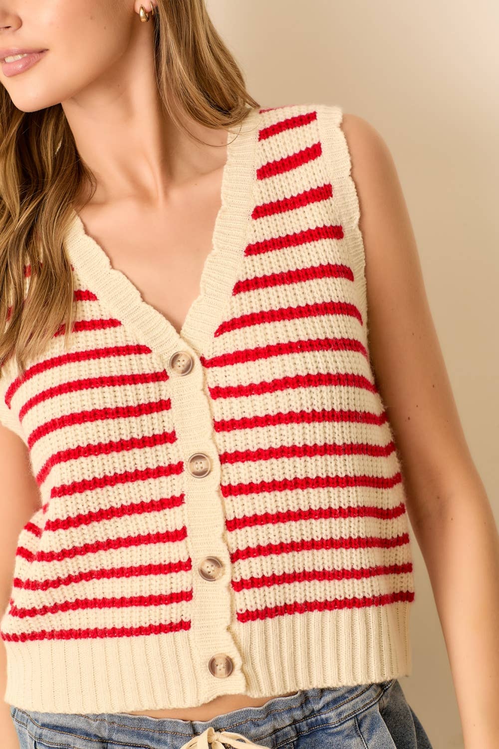 (PLUS) STRIPED SWEATER VEST