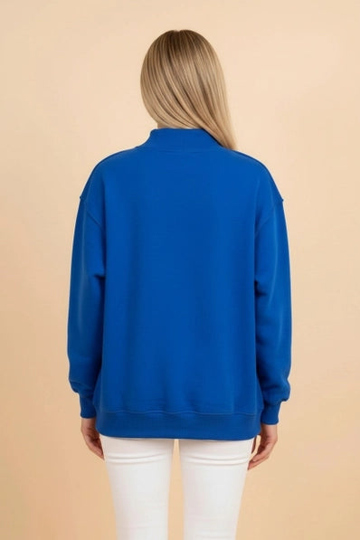 Oversized Mock Neck Exposed Seam Pullover