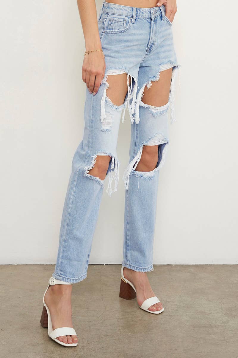 High Waist Ripped Baggy Jeans