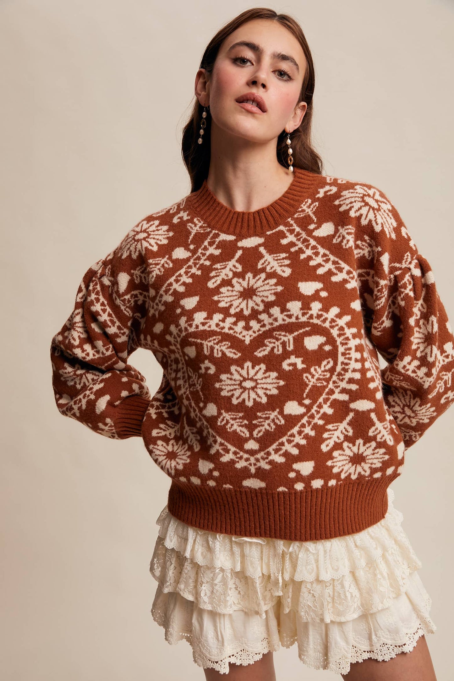 Heart Jacquard Knit Sweater