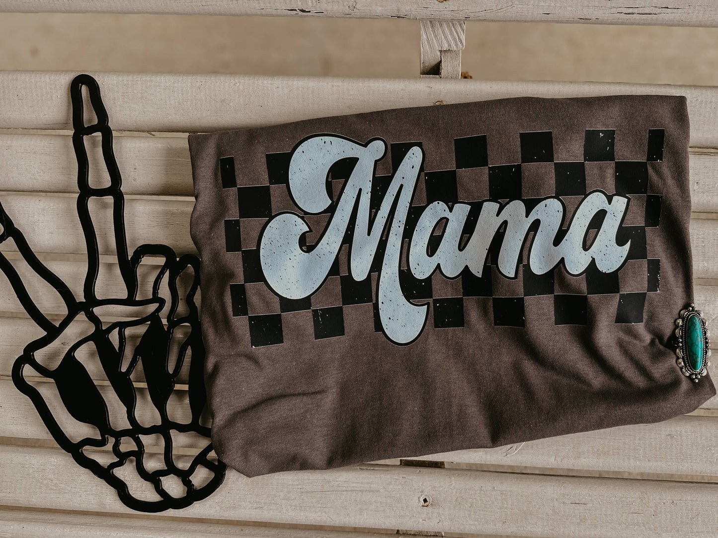 Checkered Momma Tee