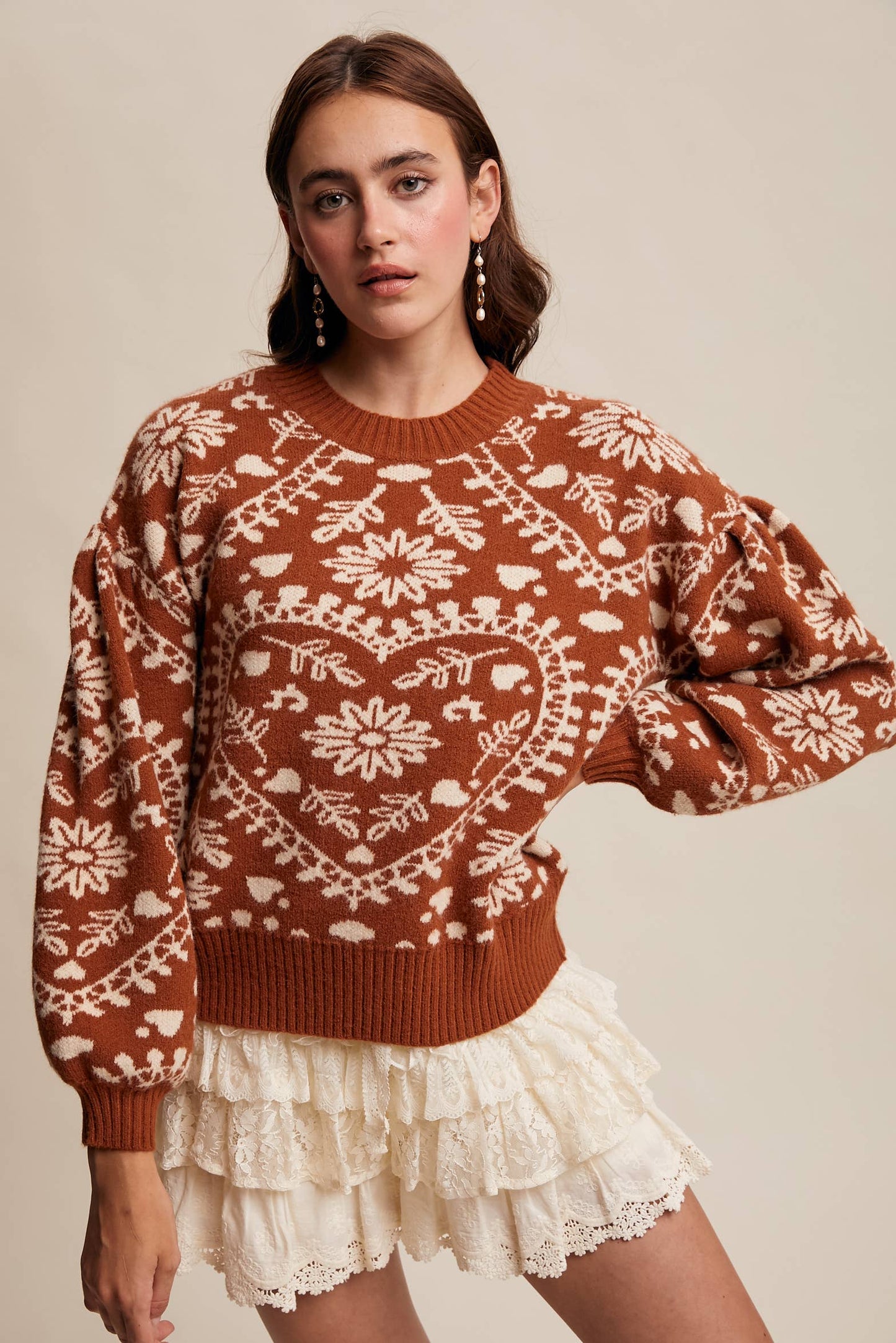 Heart Jacquard Knit Sweater