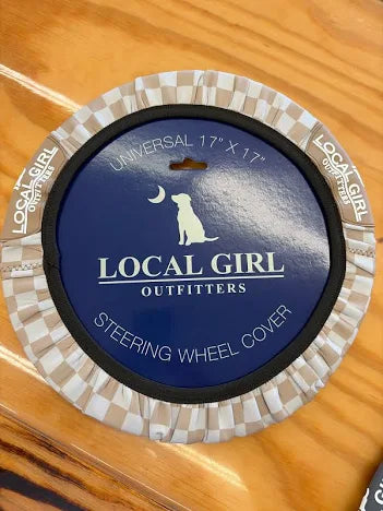 Local Girl Steering Wheel Cover Khaki Checker