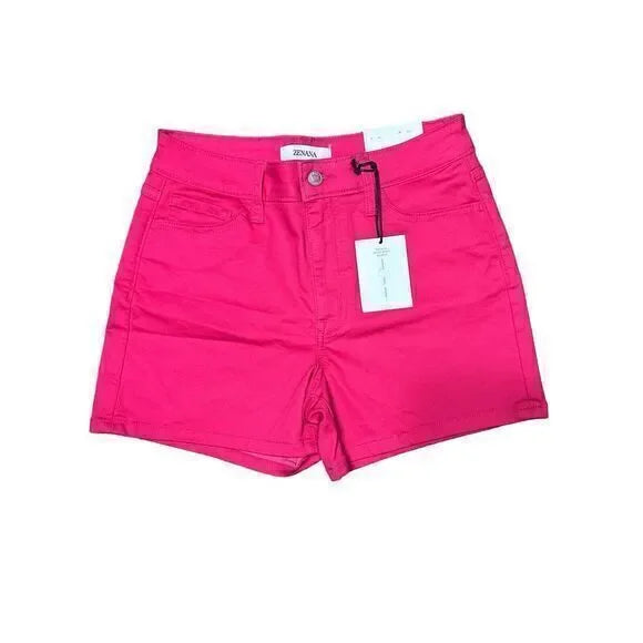 Stretch denim high-rise shorts