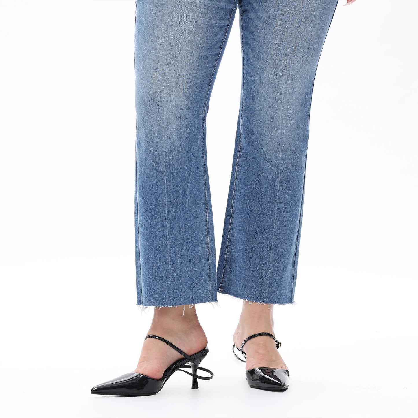 Plus Size Mid Rise Bootcut Ankle Denim Jeans OSF1138-P