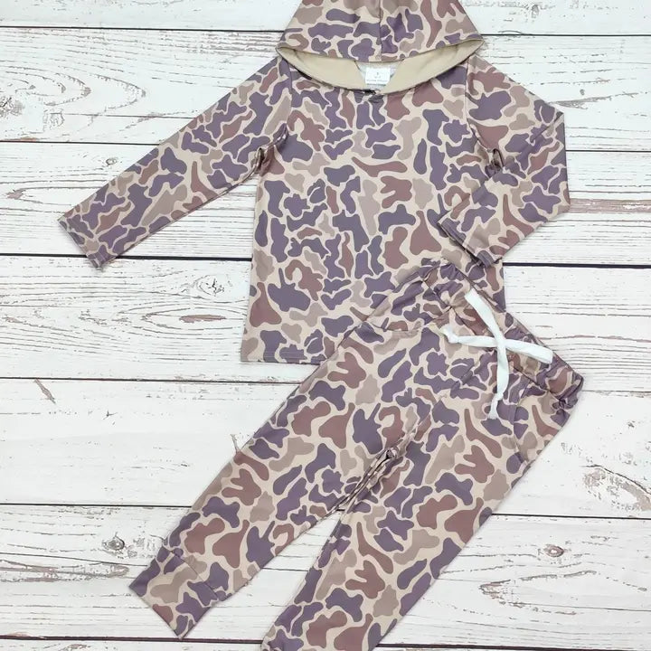 Boys Camouflage Print Top Pants Set