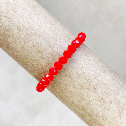 Gloria// Opaque Scarlet Crystal Beaded Bracelet