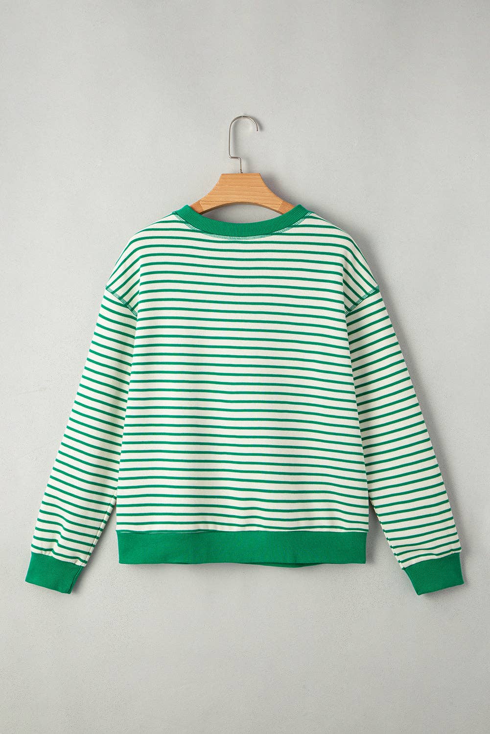 Bright Green Striped Exposed Seam Pullover Top