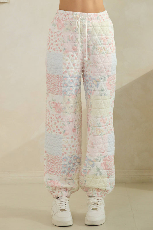 Floral textured lounge pants