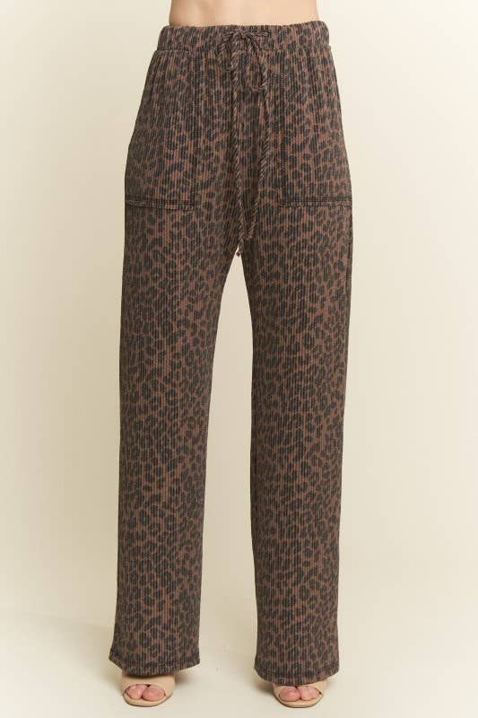 Wide Leg Animal Urban Rib Pants
