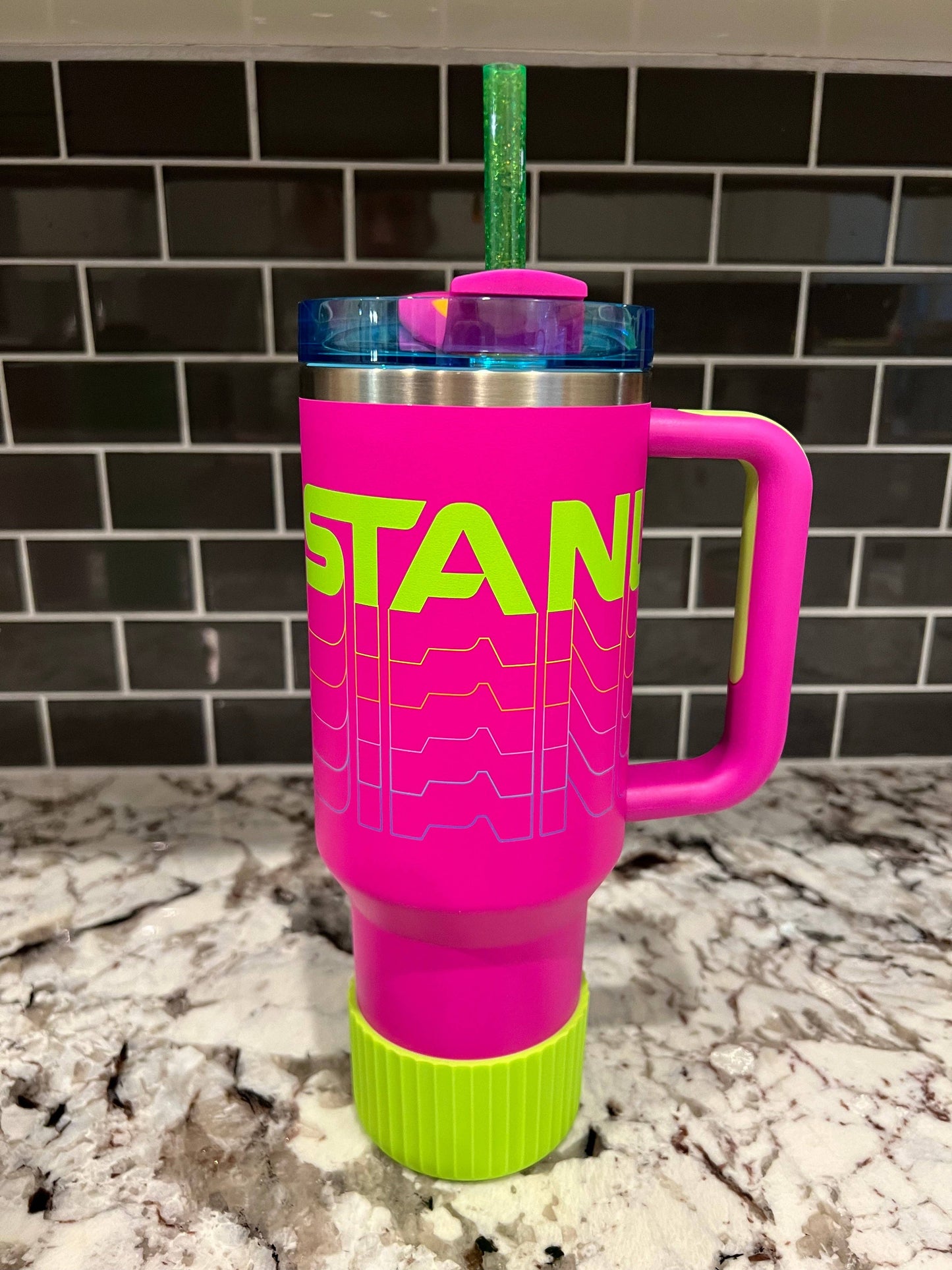 Bright Green Glitter Straw (40oz Tumbler)