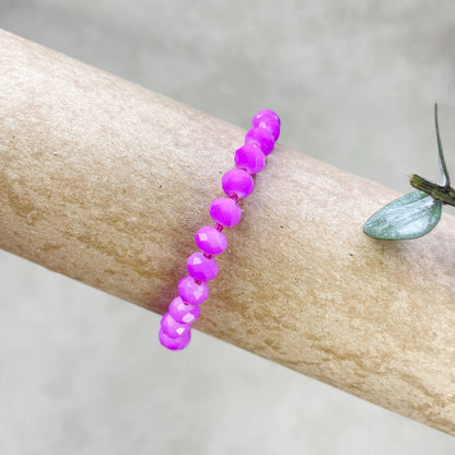 Barb// Purple Neon Crystal Beaded Handknotted Bracelet