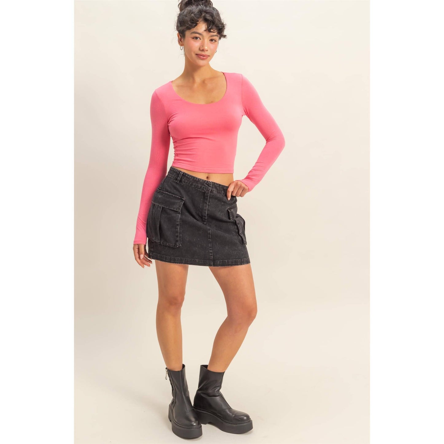 Mineral Washed Cargo Mini Skirt