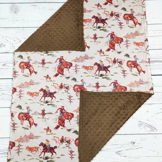 Baby Brown Minky Rodeo Western Blanket