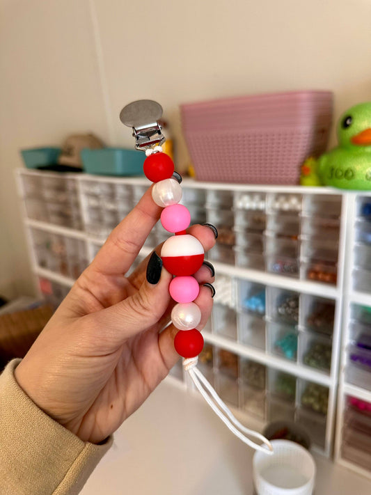 Pink Bobber Pacifier Clip