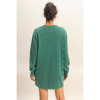 Mineral Washed Oversized Mini Sweatshirt Dress
