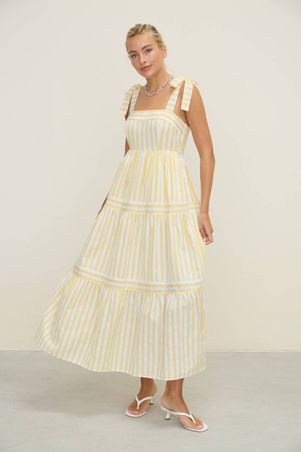 STRIPE TIE MIDI DRESS