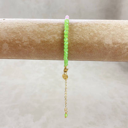 Mia// Guava Crystal Beaded Delicate Bracelet