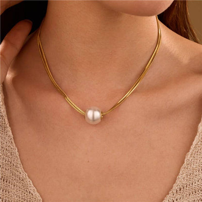 STAINLESS STEEL NON-TARNISH PEARL NECKLACE