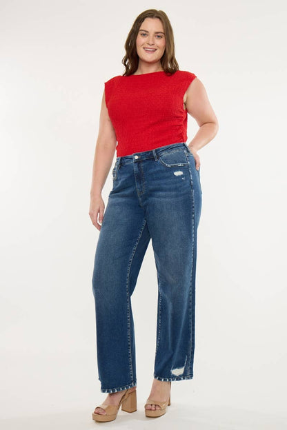 PLUS HIGH RISE WIDE LEG JEANS
