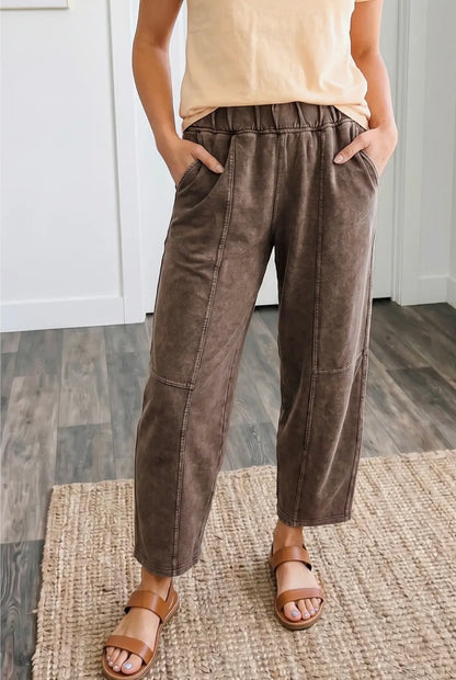 Mineral Washed Elastic Waist Pants