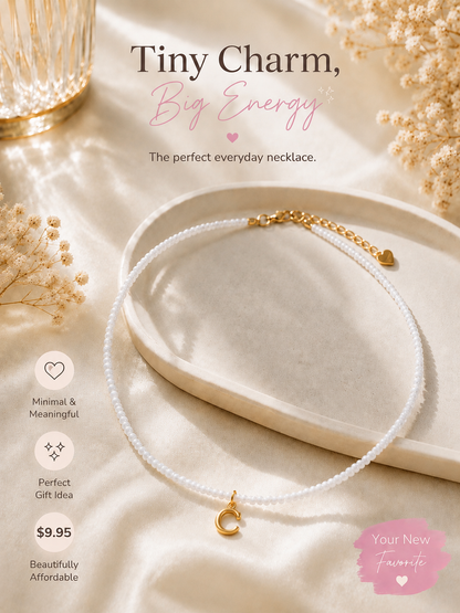 Beaded bubble letter necklace