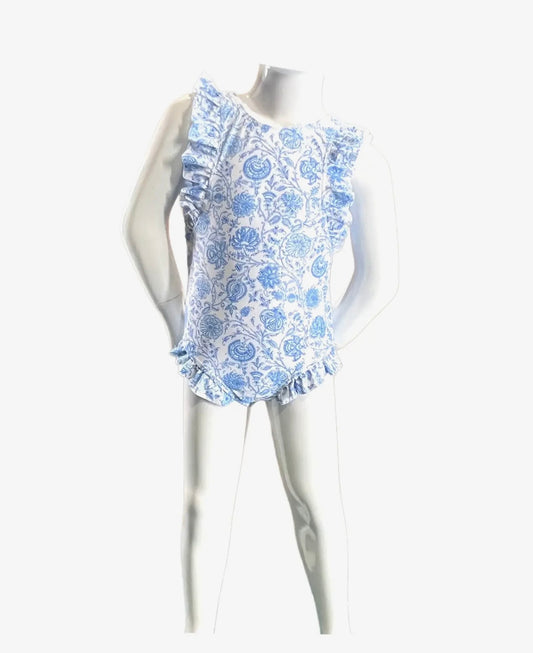 Girls Bathing Suit Thistle Blue