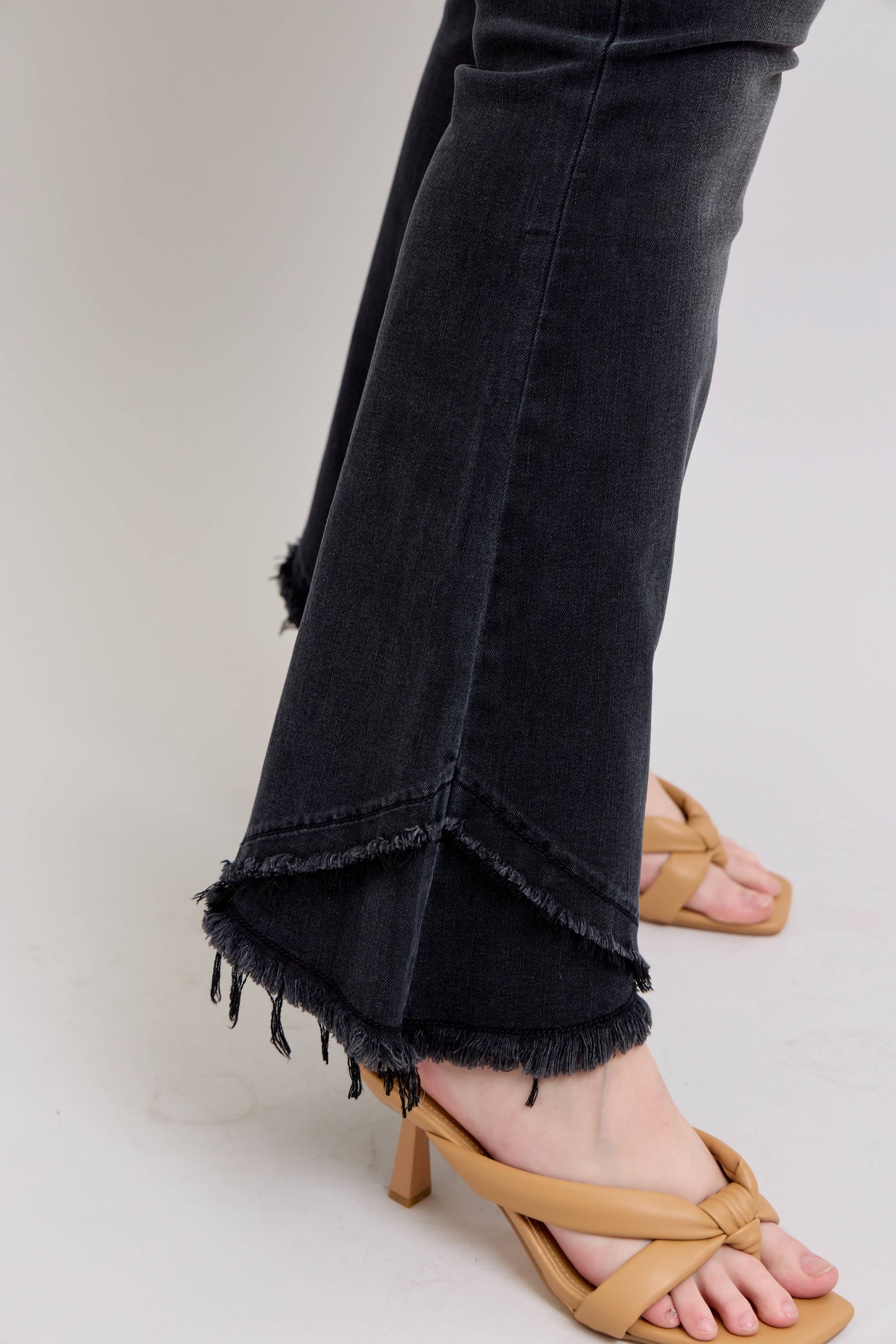 Black Flare w/ Mock Fray Tulip Hem