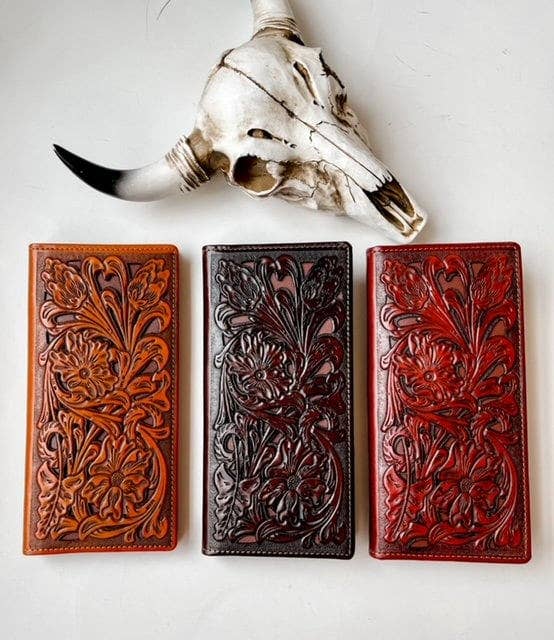 Genuine Tooled Leather Bi-Fold Wallet