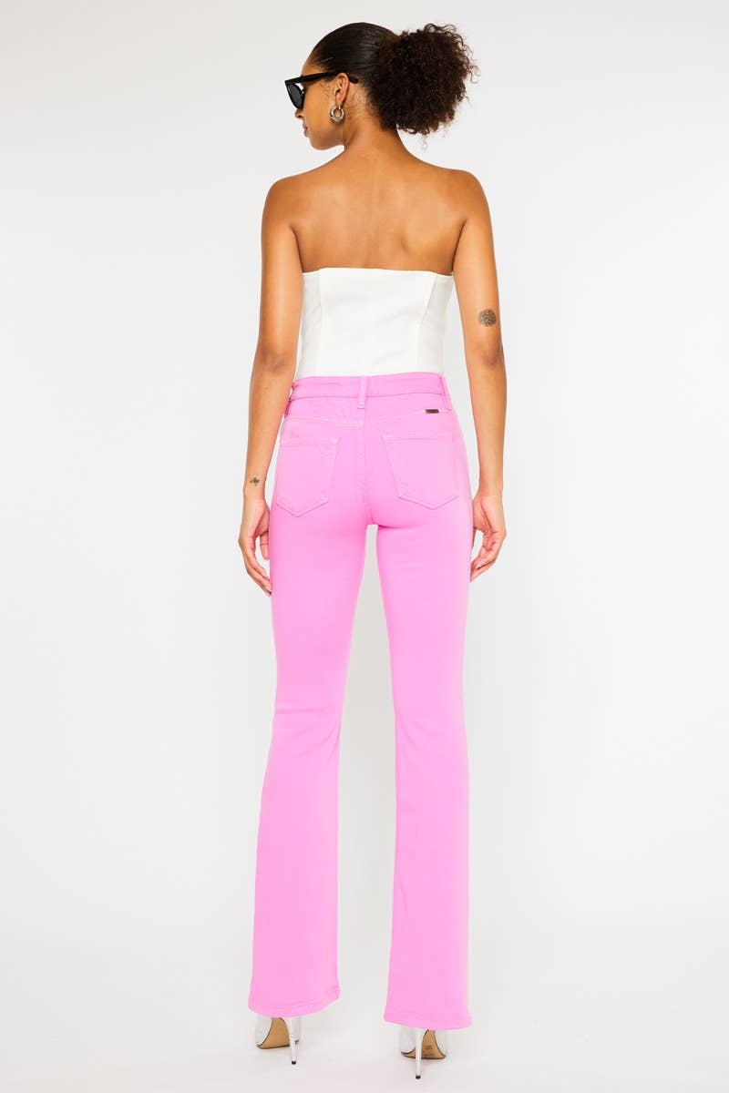 Stretch bootcut pink denim