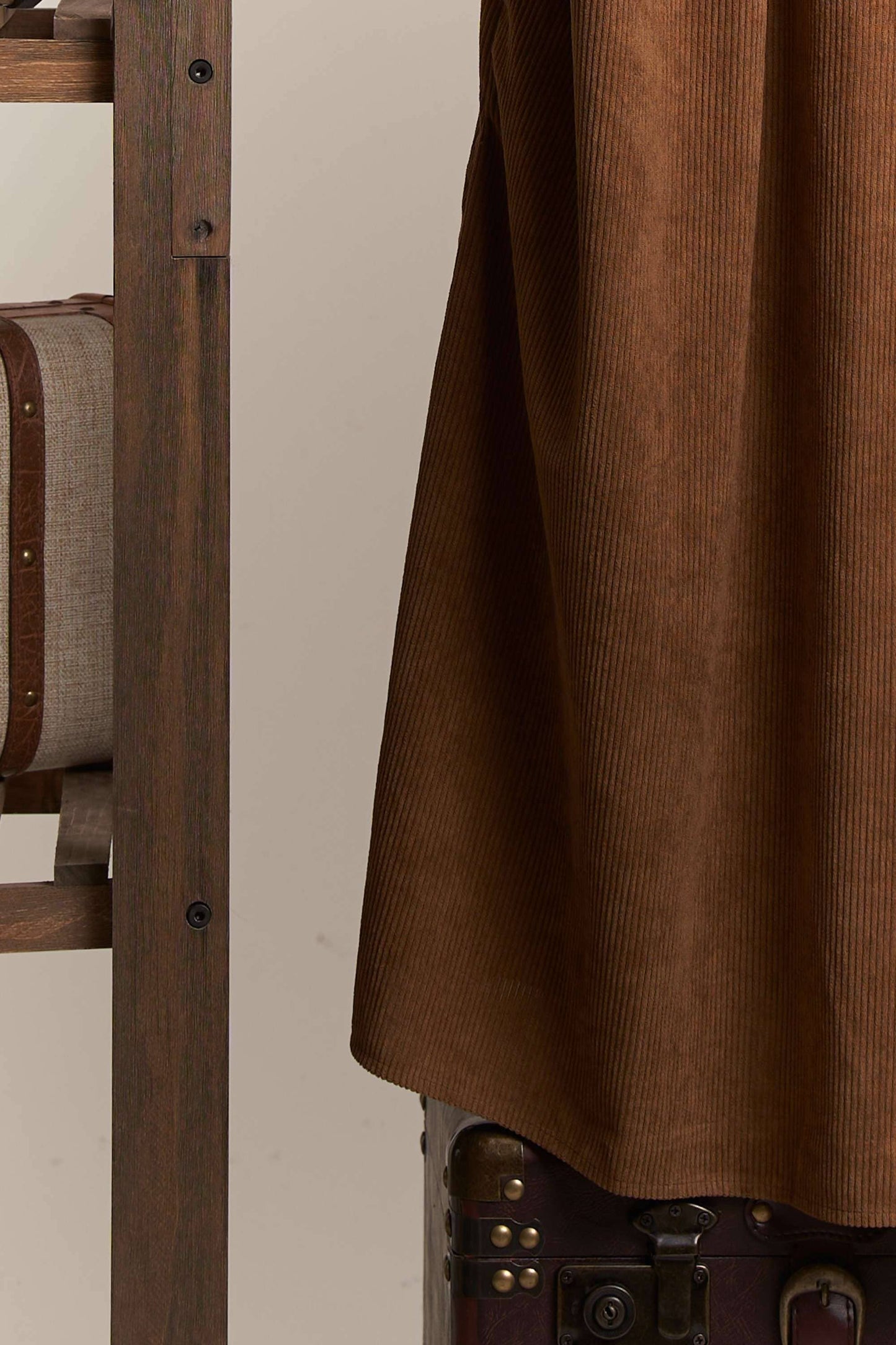 Corduroy Elasti Sleeve Loose Fit A Line Dress