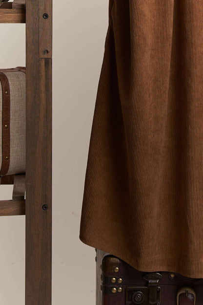 Corduroy Elasti Sleeve Loose Fit A Line Dress