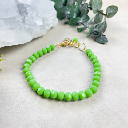 Adjustable Green Crystal Beaded Bracelet
