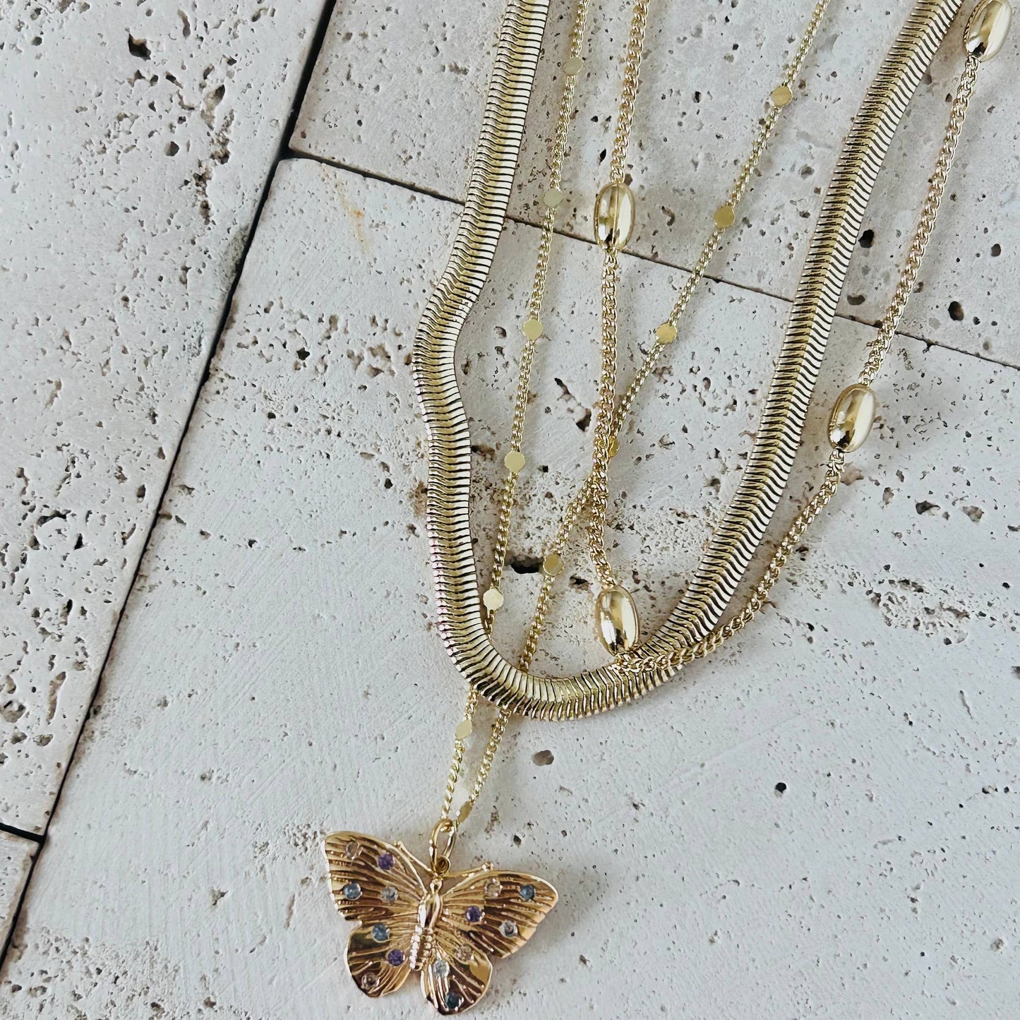 Snake chain herringbone link necklace gold filled 