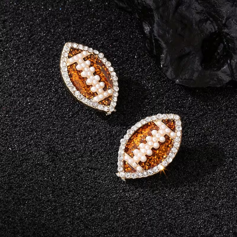 Bedazzled Football Stud Earrings