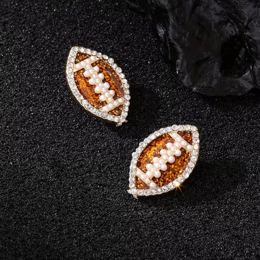 Bedazzled Football Stud Earrings