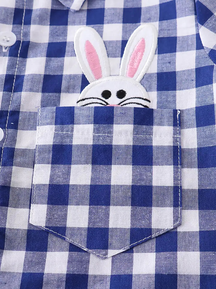 Boys Plaid Rabbit Shirt