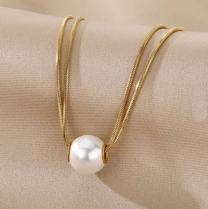 STAINLESS STEEL NON-TARNISH PEARL NECKLACE
